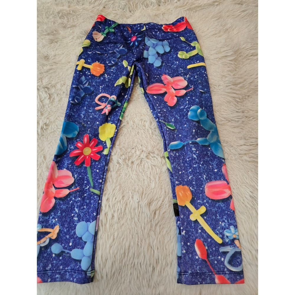 PixieLane Girls Balloon Animal Floral Leggings - Blue (Size 8)